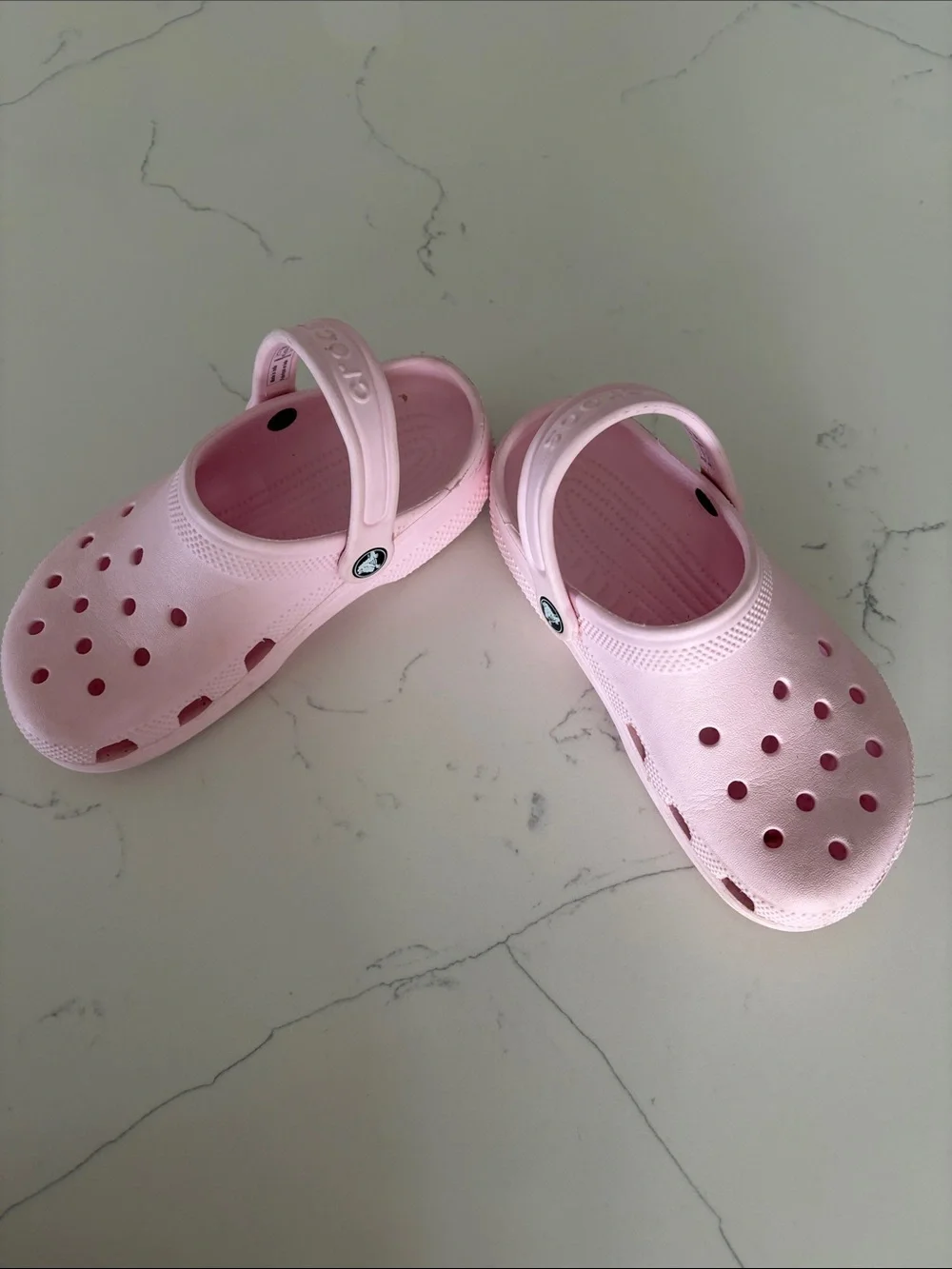 Kids Crocs Light Pink Casual Slip-On Sandals with Heel Strap